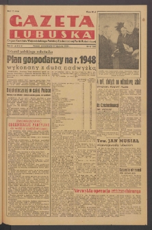 Gazeta Lubuska : organ Komitetu Wojew&oacute;dzkiego Polskiej Zjednoczonej Partii Robotniczej R. II Nr 15 (17 stycznia 1949). - Wyd. ABCD
