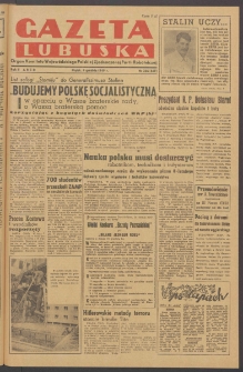Gazeta Lubuska : organ Komitetu Wojew&oacute;dzkiego Polskiej Zjednoczonej Partii Robotniczej R. II Nr 336 (9 grudnia 1949). - Wyd. ABCD