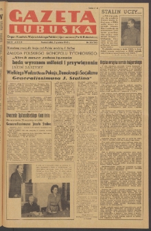 Gazeta Lubuska : organ Komitetu Wojewódzkiego Polskiej Zjednoczonej Partii Robotniczej R. II Nr 332 (5 grudnia 1949). - Wyd. ABCD