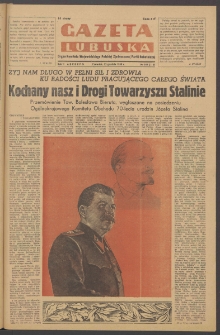 Gazeta Lubuska : organ Komitetu Wojew&oacute;dzkiego Polskiej Zjednoczonej Partii Robotniczej R. II Nr 349 (22 grudnia 1949). - Wyd. ABCDEFG
