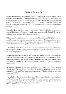 Język trzeciego tysiąclecia II: T.1 - Nowe oblicza komunikacji we wsp&oacute;łczesnej polszczyźnie - Noty o autorach