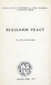 Regulamin pracy [Wyższa Szkoła Inżynierska im. Jurija Gagarina w Zielonej Górze]