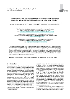 Active fault tolerance control of a wind turbine system using an unknown input observer with an actuator fault
