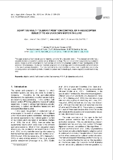 Adaptive fault-tolerant position control of a hexacopter subject to an unknown motor failure