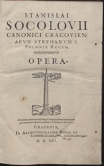 Stanislai Socolovii ... Opera: T. 1