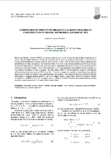 Comparison of prototype selection algorithms used in construction of neural networks learned by SVD