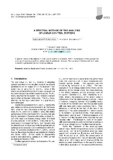 A spectral method of the analysis of linear control systems