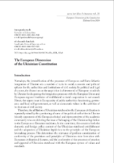 The European Dimensionof the Ukrainian Constitution