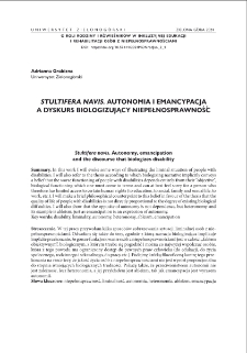 Stultifera navis. Autonomia i emancypacja a dyskurs biologizujący niepełnosprawność