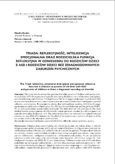 Refleksyjność, inteligencja emocjonalna i rodzicielska funkcja refleksyjna: analiza porównawcza w kontekście rodziców dzieci ze spektrum autyzmu i dzieci bez zdiagnozowanych zaburzeń psychicznych