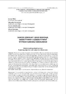 Sukces szkolny i jego rodzaje. Obiektywny i subiektywny wymiar sukcesu szkolnego
