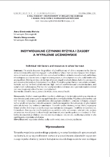 Indywidualne czynniki ryzyka i zasoby a wypalenie uczniowskie