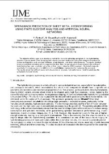 Springback prediction of sheet metal hydroforming using finite element analysis and artificial neural networks