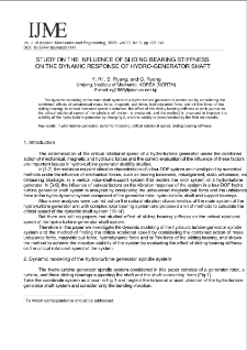 Study on the influence of sliding bearing stiffness on the dynamic response of hydro-generator shaft