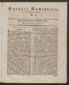 Sorauer Wochenblatt, No. 15. (9. April 1825)
