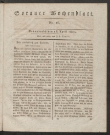 Sorauer Wochenblatt, No. 16. (16. April 1825)