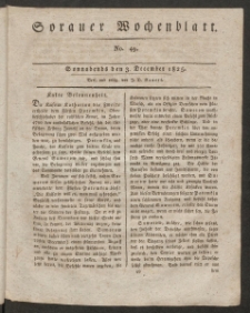 Sorauer Wochenblatt, No. 49. (3. December 1825)