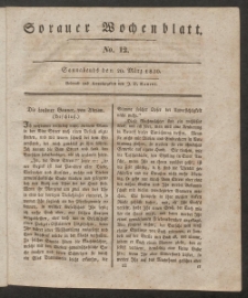 Sorauer Wochenblatt, No. 12. (20. M&auml;rz 1830)
