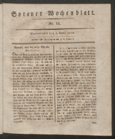 Sorauer Wochenblatt, No. 14. (3. April 1830)