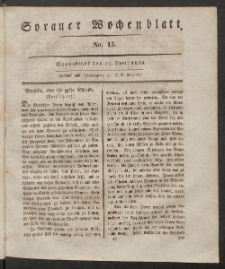 Sorauer Wochenblatt, No. 15. (10. April 1830)