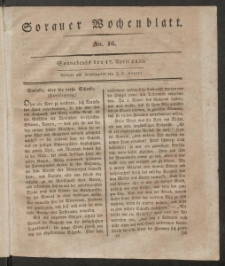 Sorauer Wochenblatt, No. 16. (17. April 1830)