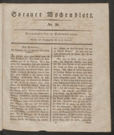 Sorauer Wochenblatt, No. 39. (25. September 1830)