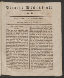 Sorauer Wochenblatt, No. 50. (11. December 1830)