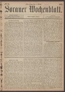 Sorauer Wochenblatt, No. 15. (4. Februar 1875)