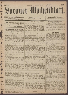 Sorauer Wochenblatt, No. 42. (10. April 1875)