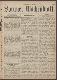 Sorauer Wochenblatt, No. 47. (22. April 1875)