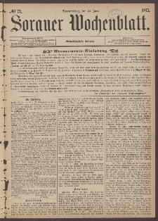 Sorauer Wochenblatt, No. 73. (24. Juni 1875)