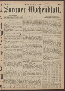 Sorauer Wochenblatt, No. 125. (23. October 1875)