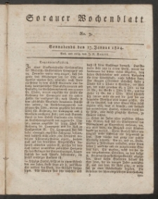Sorauer Wochenblatt, No. 3. (17. Januar 1824)