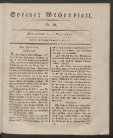 Sorauer Wochenblatt, No. 13. (2. April 1831)