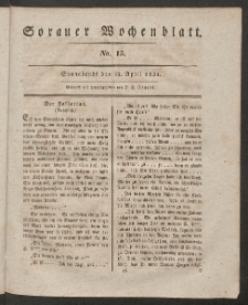 Sorauer Wochenblatt, No. 15. (16. April 1831)