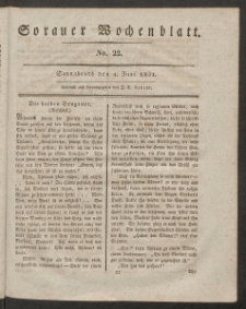 Sorauer Wochenblatt, No. 22. (4. Juni 1831)