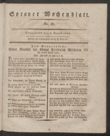 Sorauer Wochenblatt, No. 31. (6. August 1831)