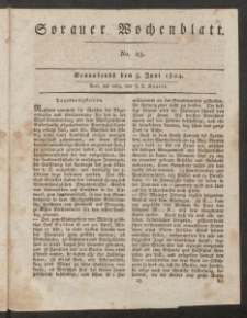 Sorauer Wochenblatt, No. 23. (5. Juni 1824)