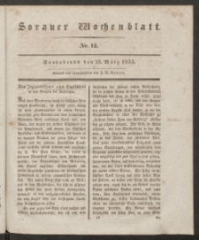 Sorauer Wochenblatt, No. 12. (23. M&auml;rz 1833)