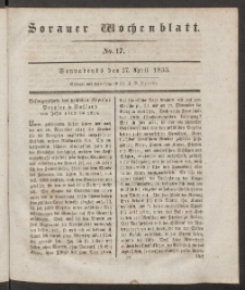 Sorauer Wochenblatt, No. 17. (27. April 1833))