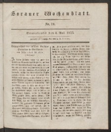 Sorauer Wochenblatt, No. 18. (4. Mai 1833)