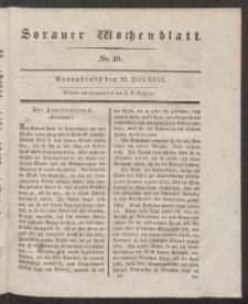 Sorauer Wochenblatt, No. 29. (20. Juli 1833)
