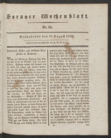 Sorauer Wochenblatt, No. 33. (17. August 1833)