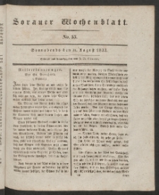Sorauer Wochenblatt, No. 35. (31. August 1833)