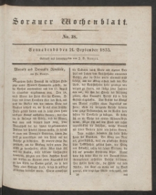Sorauer Wochenblatt, No. 38. (21. September 1833)