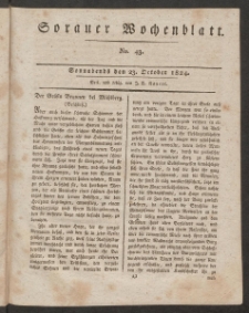 Sorauer Wochenblatt, No. 43. (23. October 1824)