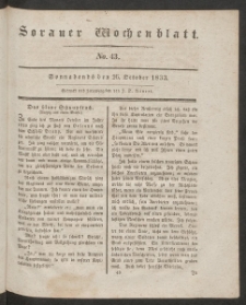 Sorauer Wochenblatt, No. 43. (26. October 1833)