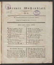 Sorauer Wochenblatt, No. 1. (3. Januar 1835)