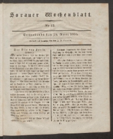 Sorauer Wochenblatt, No. 13. (28. März 1835)