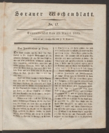 Sorauer Wochenblatt, No. 17. (25. April 1835)